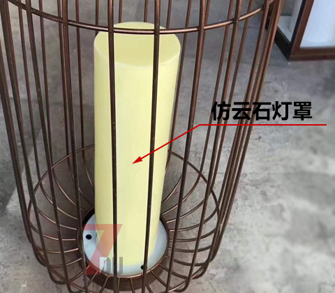 (QDCPD-010)鳥籠鍍銅拉絲不銹鋼草坪燈仿云石透光燈罩圖片